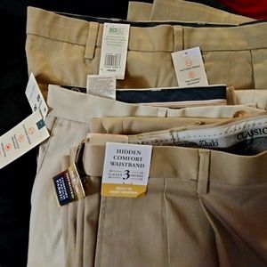 Haggar pleated classic iron free premium khaki